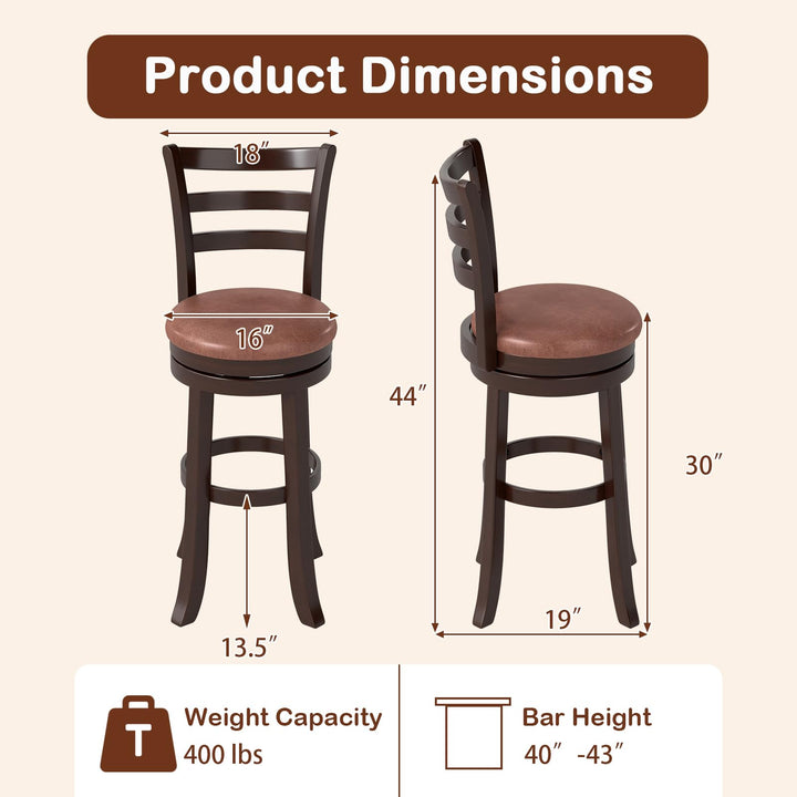 Giantex 30" Counter Height Swivel Barstools Set of 2/4 with Faux Leather Seat and Wrap-around Footrest