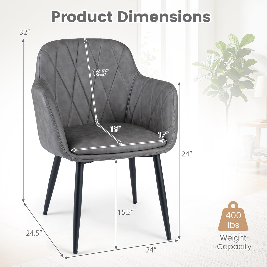 Giantex Dining Chairs Set with Curved Back &amp; Wide Seat