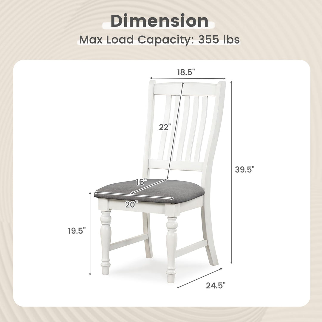 Giantex Wood Dining Chairs Set of 2/4 Farmhouse Kitchen Chairs with Solid Wood Frame, Max Load 355 Lbs