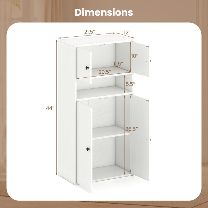 Giantex 44" Tall Bookshelf Modern Bookcase with Doors &amp; Adjustable Shelf