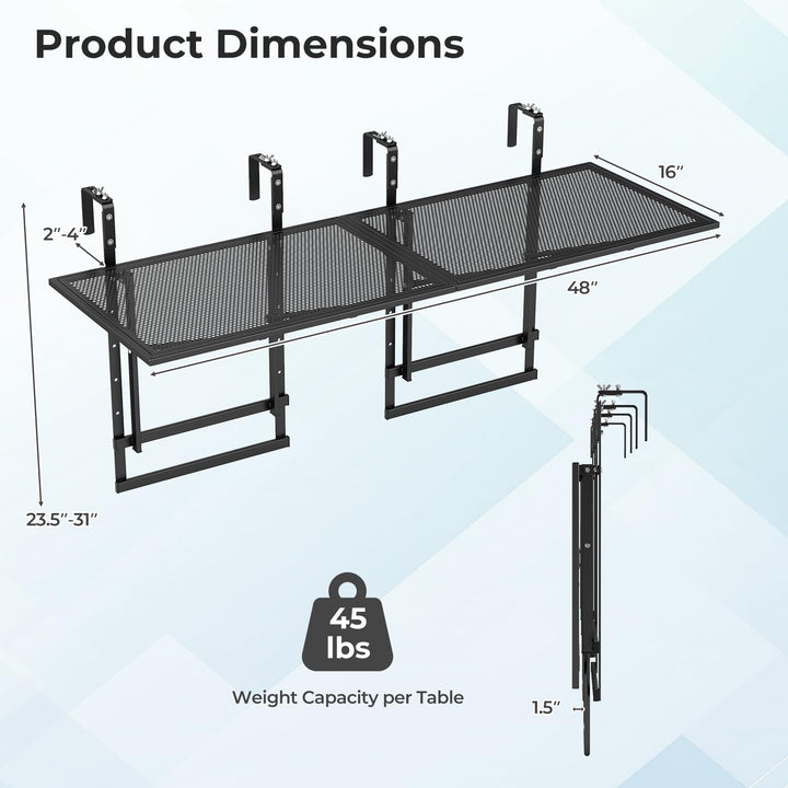 Giantex 48" Balcony Railing Table for Patio &amp; Deck