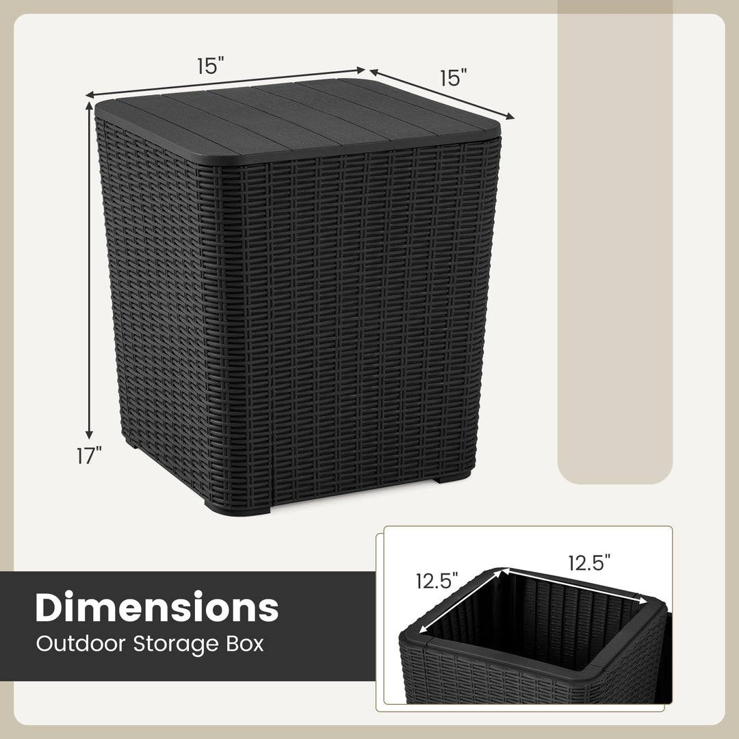 Giantex Small Outdoor Side Table - 11.5 Gallon Deck Box with Removable Lid &amp; Wicker-woven