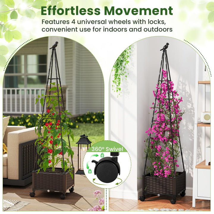 Giantex Raised Garden Bed with Wheels &amp; Tomato Cage
