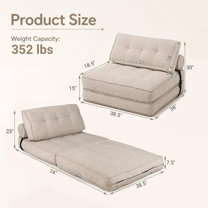 Giantex 3-in-1 Folding Sofa Bed with Bolster &amp; Pillow