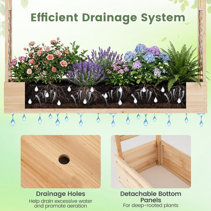 Giantex Wooden Raised Garden Bed with Trellis &amp; Hanging Roof