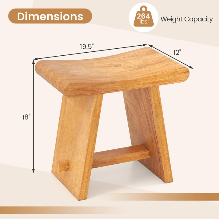 Giantex Teak Shower Bench Stool for Bathroom Fully Assembled Wooden Bath Seat 19.5&