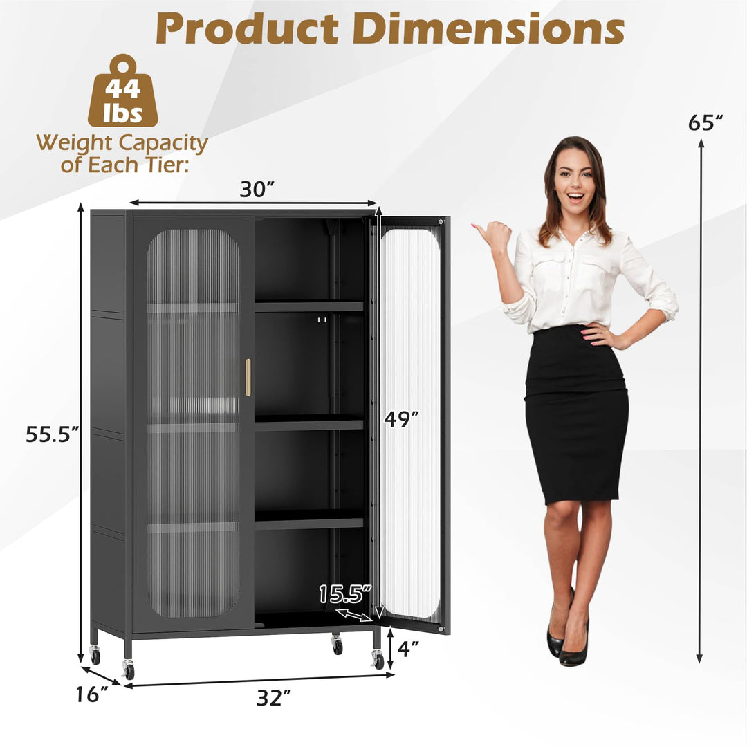 Giantex 2-Door Metal Storage Cabinet 5-Tier Tall Kitchen Pantry