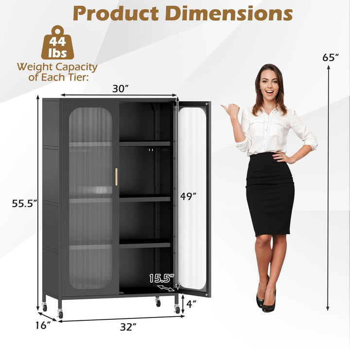 Giantex 2-Door Metal Storage Cabinet 5-Tier Tall Kitchen Pantry