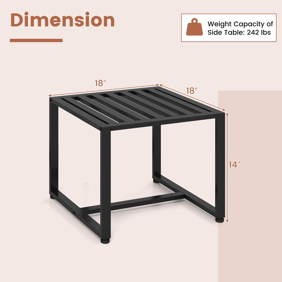 Set of 2 Metal End Tables with Slatted Tabletop