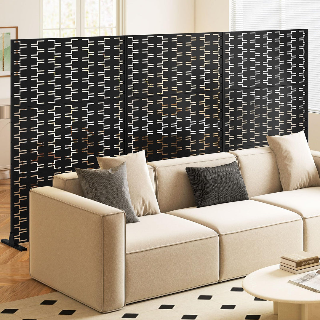 Giantex Metal Privacy Screen 72 x 48 Inch Freestanding Fence Panel Indoor Outdoor