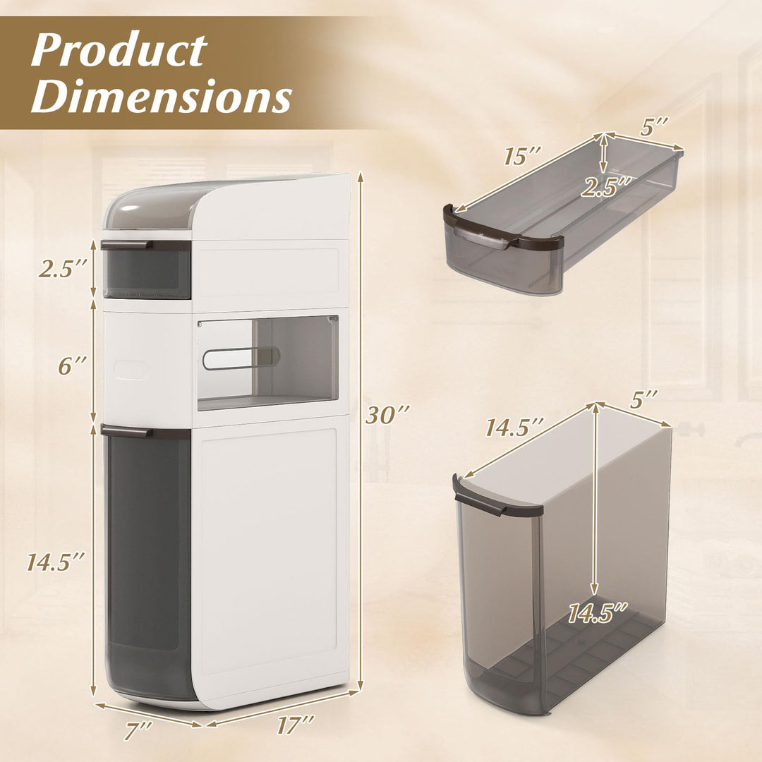 Giantex 4-Tier Narrow Bathroom Storage Cabinet with Drawers and Tissue Box