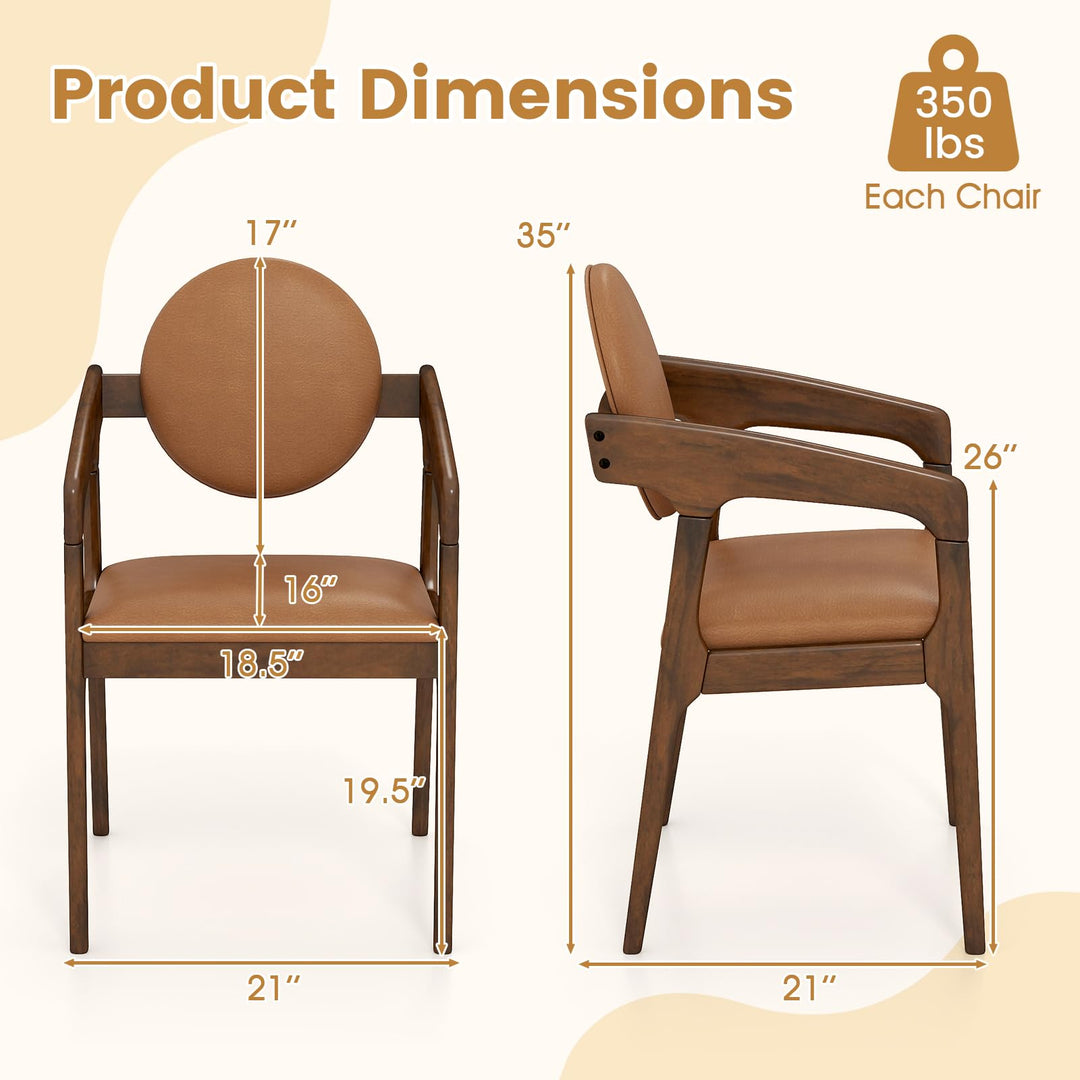 Giantex Set of 2/4 Wooden Dining Chair PU Leather Upholstered Armchairs