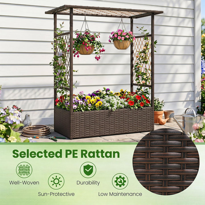 Giantex Raised Garden Bed with Trellis &amp; Hanging Roof