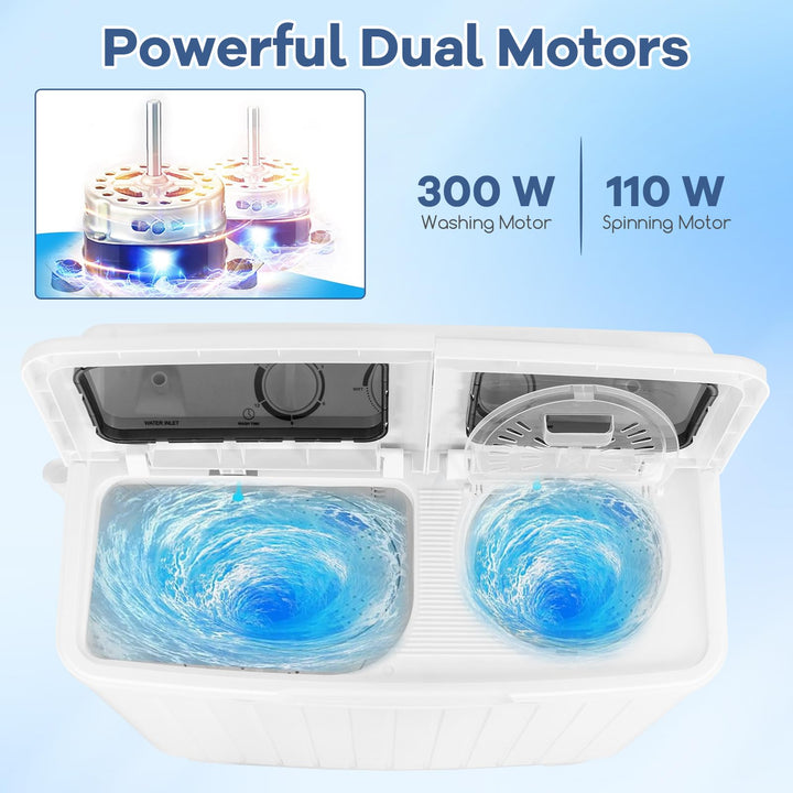20 lbs Portable Washing Machine with Built-in Gravity Drain-Gray