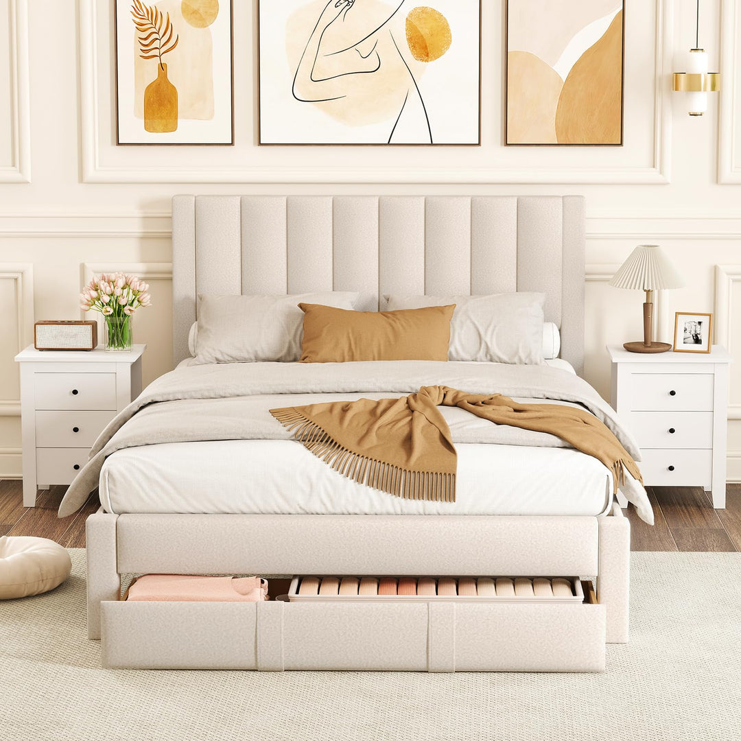 Giantex Queen Size Bed Frame with Storage Drawer