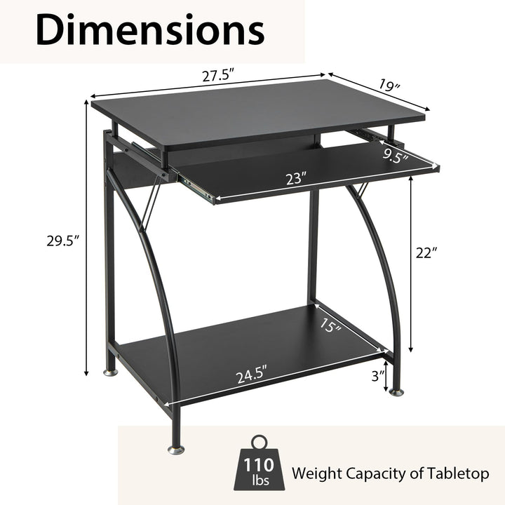 Giantex Computer Desk for Small Spaces, 27.5" Laptop Table with Pull-Out Keyboard Tray &amp; Bottom Storage Shelf