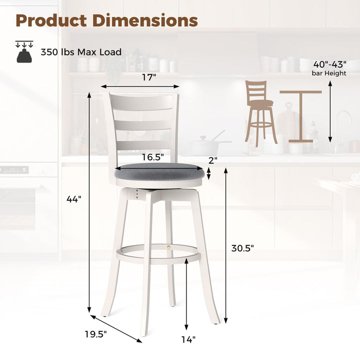 Giantex 30.5" Bar Height Stools Set of 2/4 with Fabric Upholstered Seat