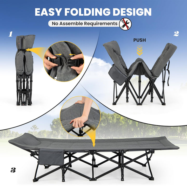 Giantex Folding Camping Cot for Adults - Sleeping Cot Bed with Carry Bag, Cushion &amp; Headrest, 10 Foots