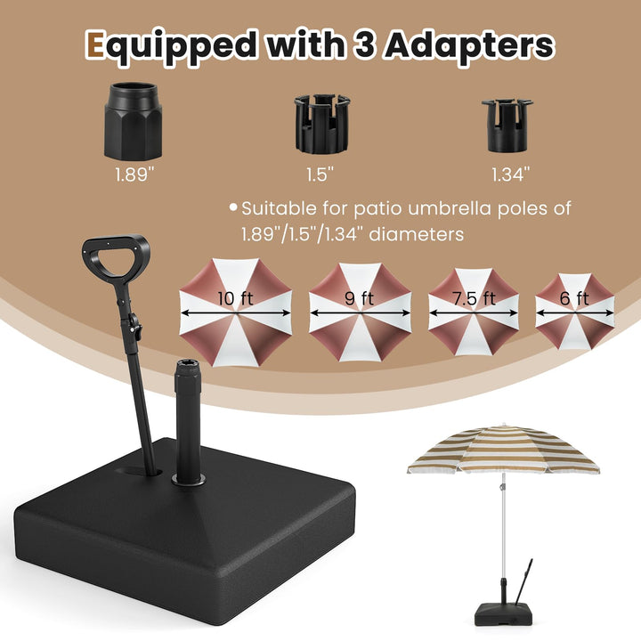 Giantex 132 lbs Fillable Patio Umbrella Stand with Retractable &amp; Removable Pull Rod