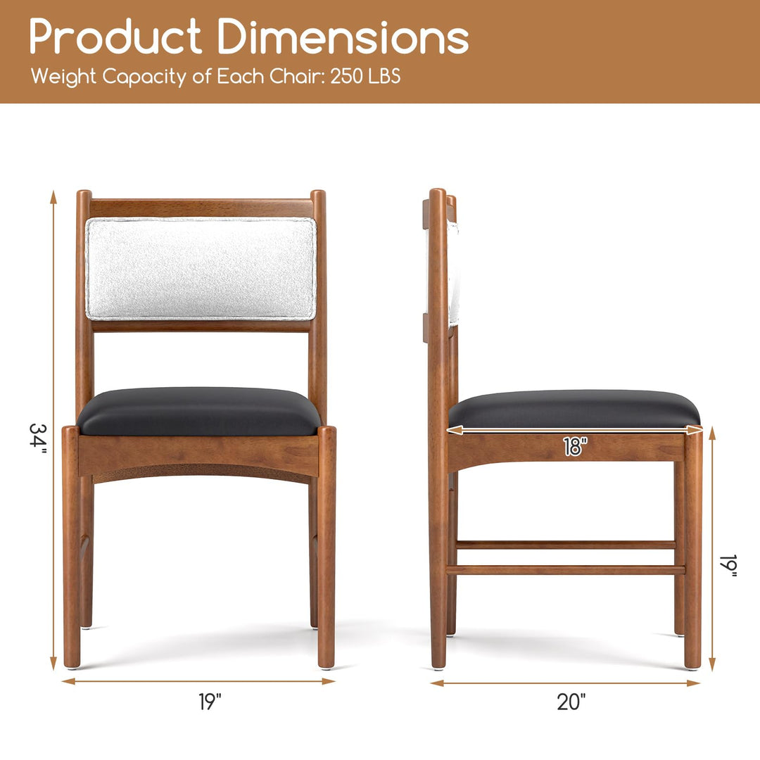 Giantex Wooden Dining Chairs, Upholstered Kitchen Chairs w/Rubber Wood Frame &amp; Faux Leather Padded Seat