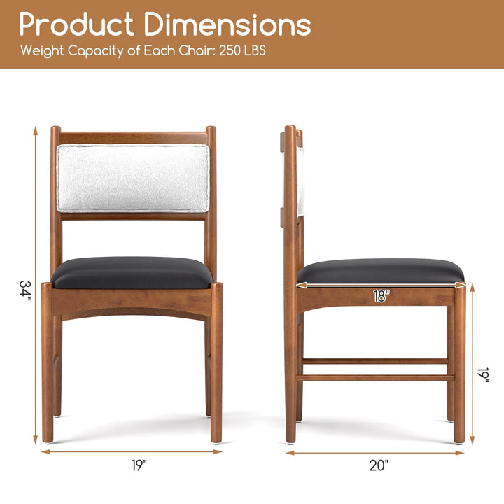 Giantex Wooden Dining Chairs, Upholstered Kitchen Chairs w/Rubber Wood Frame &amp; Faux Leather Padded Seat