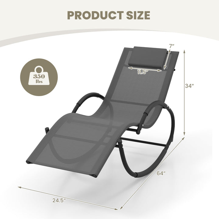 Giantex Outdoor Rocking Lounge Chair, Zero Gravity Rocking Chair with Removable Headrest, Breathable Backrest &amp; Seat