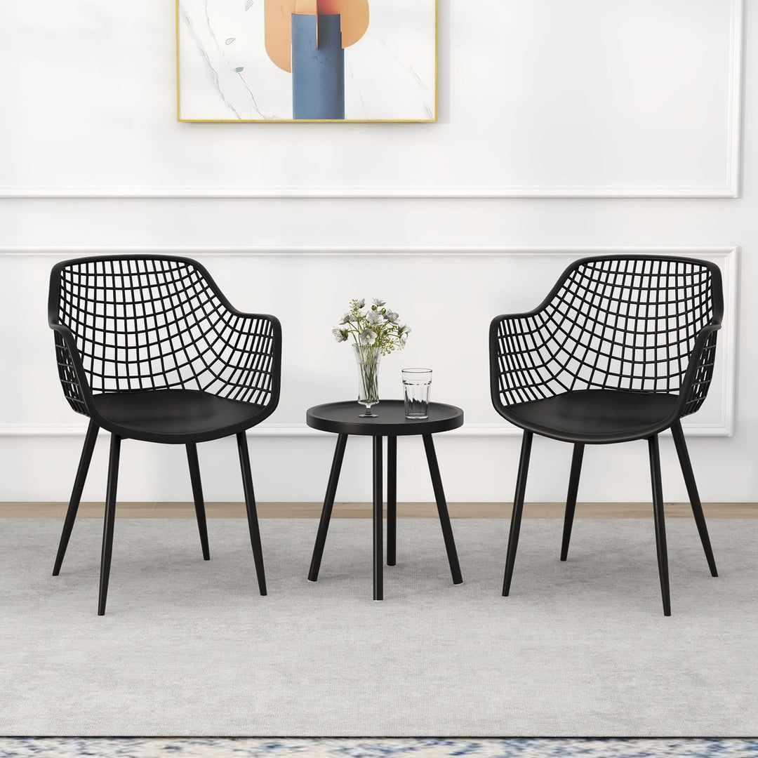 Giantex 3 Piece Patio Furniture Set, Outdoor Bistro Table and Chairs Set of 2, PP Seat &amp; Metal Legs