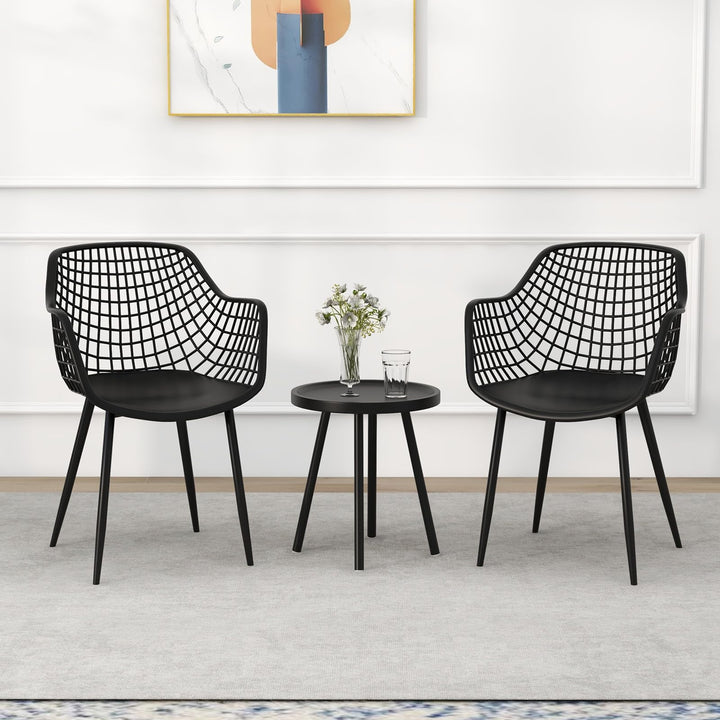 Giantex 3 Piece Patio Furniture Set, Outdoor Bistro Table and Chairs Set of 2, PP Seat &amp; Metal Legs
