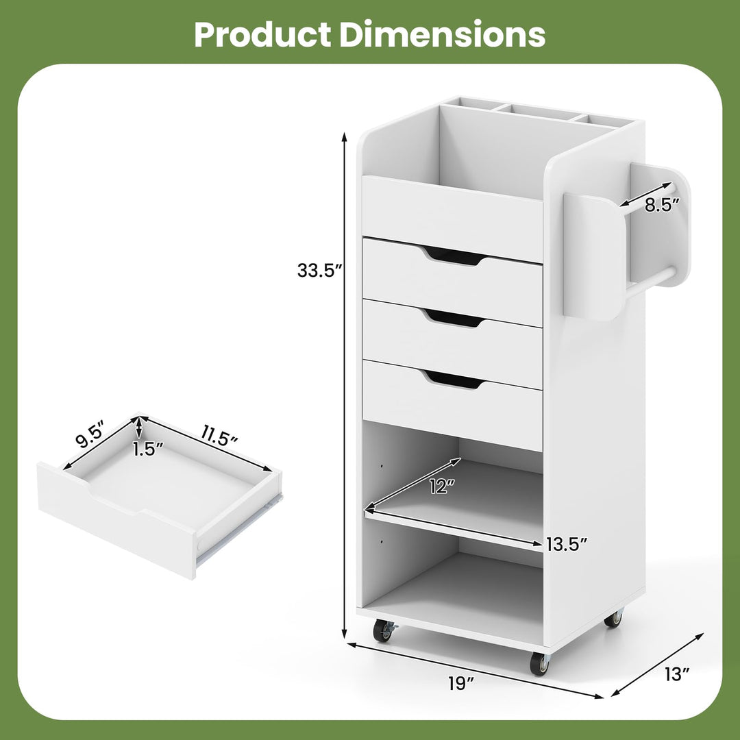 Giantex Craft Storage Cart - Utility Organizer Cart with 3 Drawers