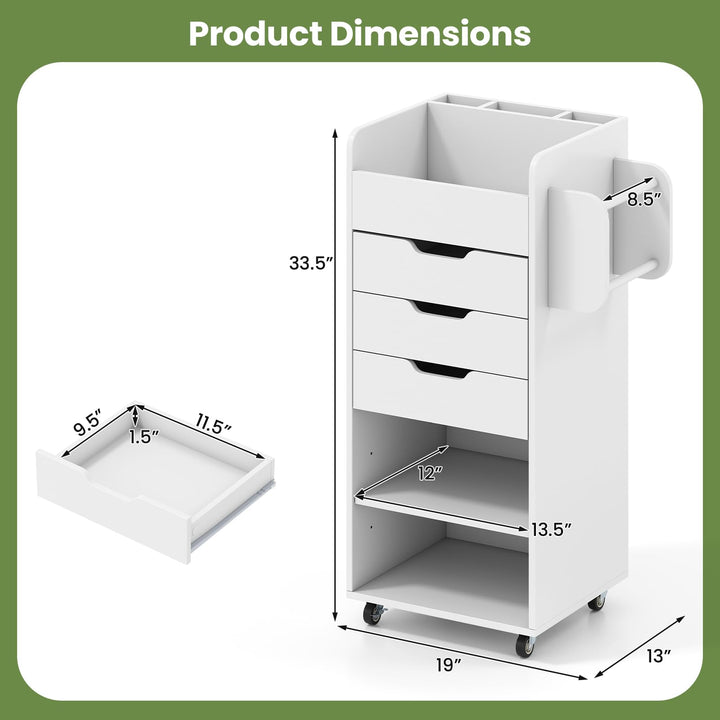 Giantex Craft Storage Cart - Utility Organizer Cart with 3 Drawers