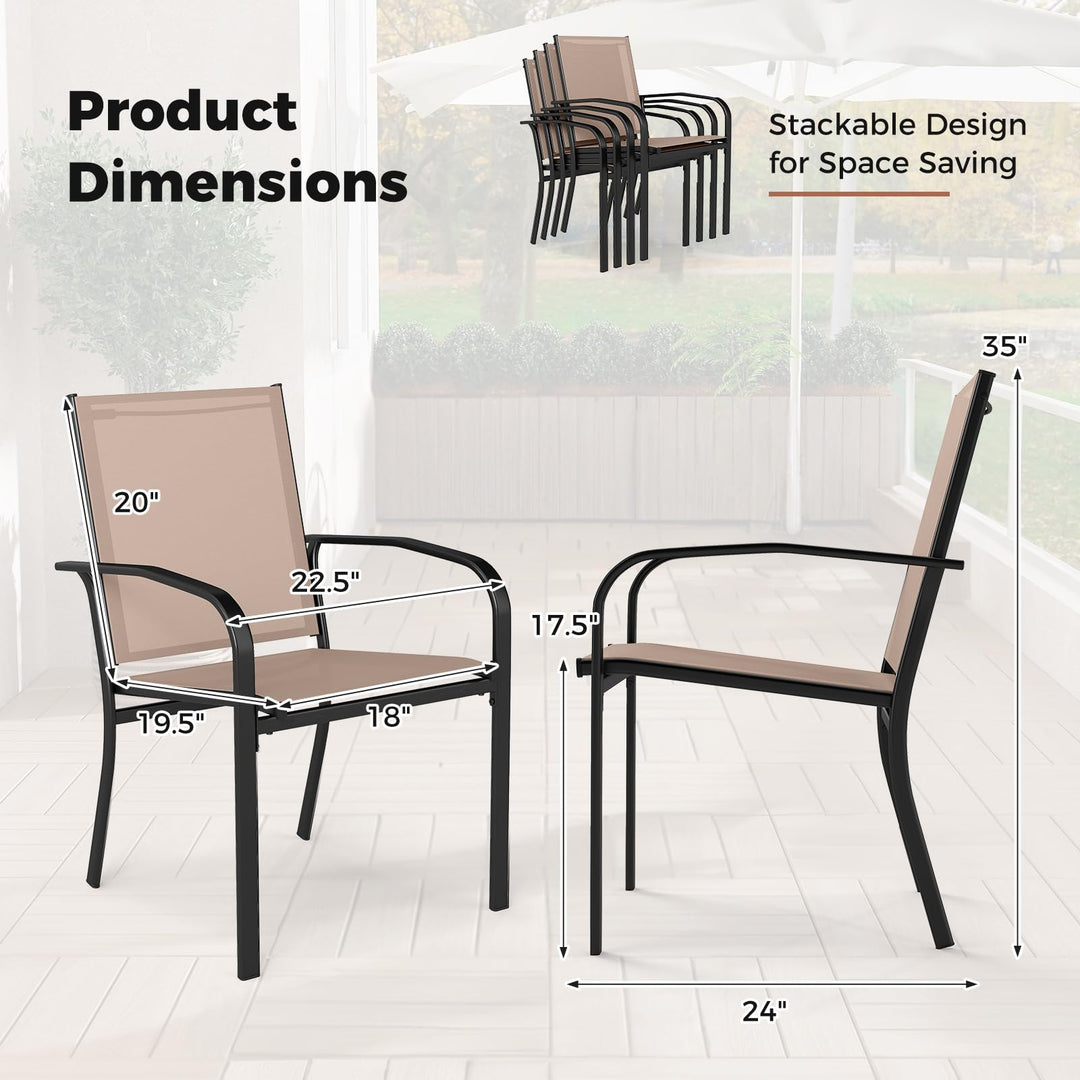 Giantex Stackable Patio Chairs with Breathable Backrest &amp; Wide Seat
