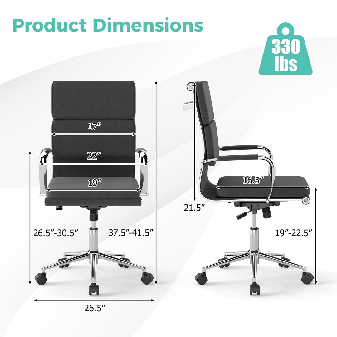 Giantex Ergonomic Office Chair Mid Back Fabric Desk Chair with Armrest