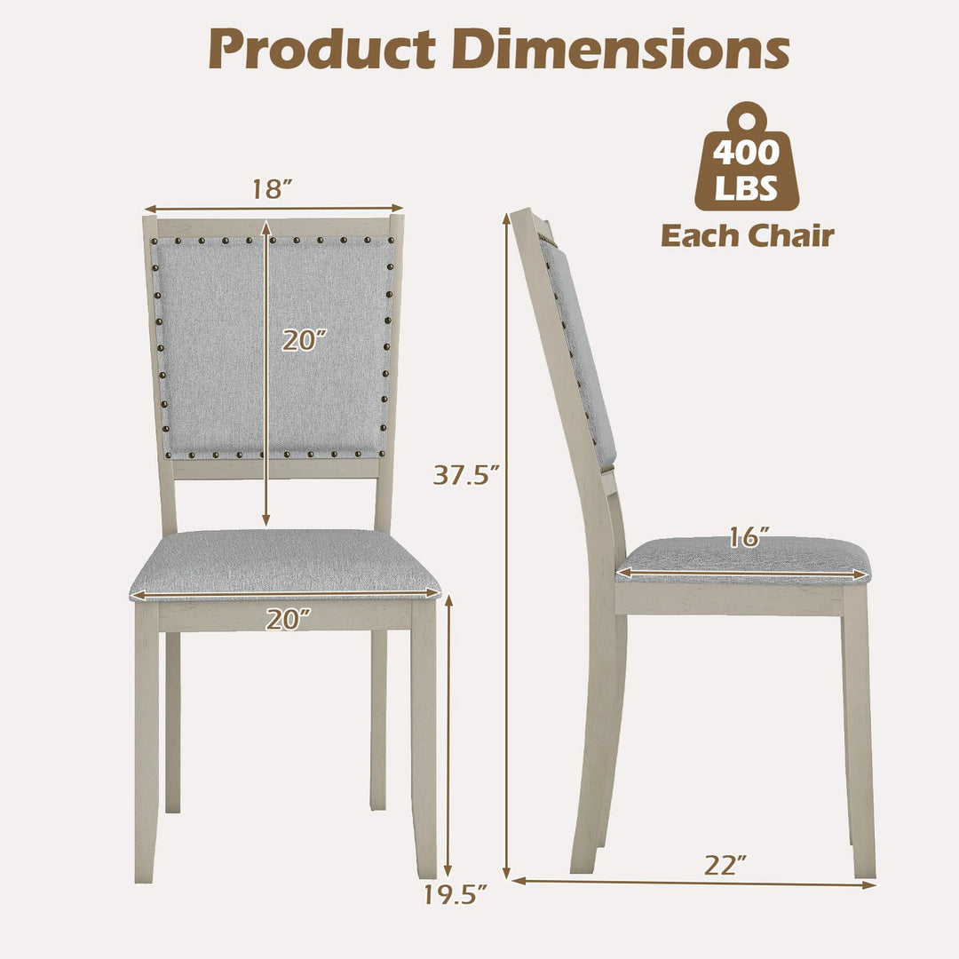 Giantex Dining Chairs Set of 2/4 Fabric Upholstered Kitchen Chairs w/Padded Seat &amp; Back Cushions
