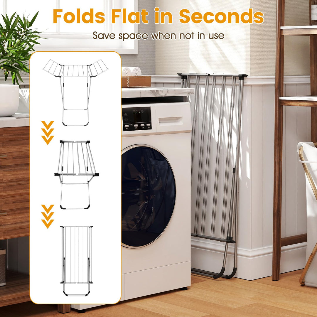 Giantex Folding Clothes Drying Rack Freestanding Aluminum Laundry Drying Rack