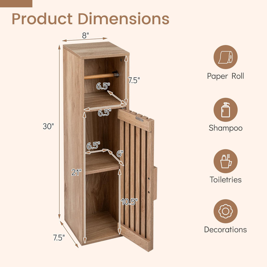 Giantex Slim Bathroom Freestanding Toilet Paper Holder Stand with Door