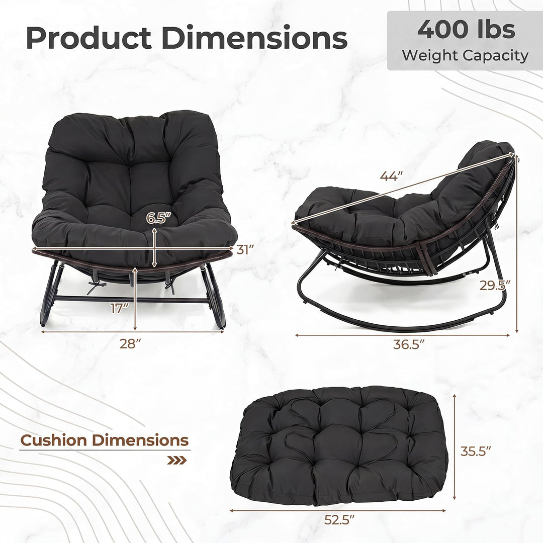Giantex Oversized Rocking Papasan Chair w/Padded Cushion &amp; Metal Frame