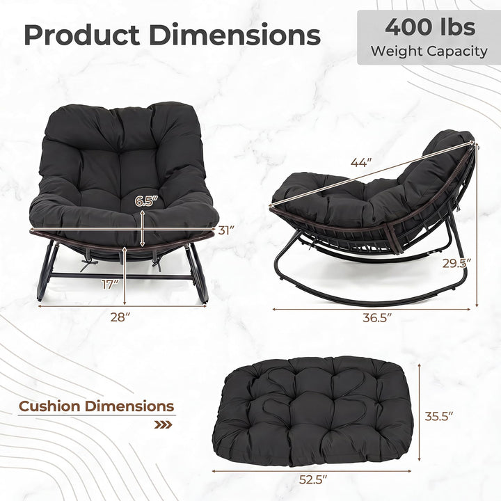 Giantex Oversized Rocking Papasan Chair w/Padded Cushion &amp; Metal Frame