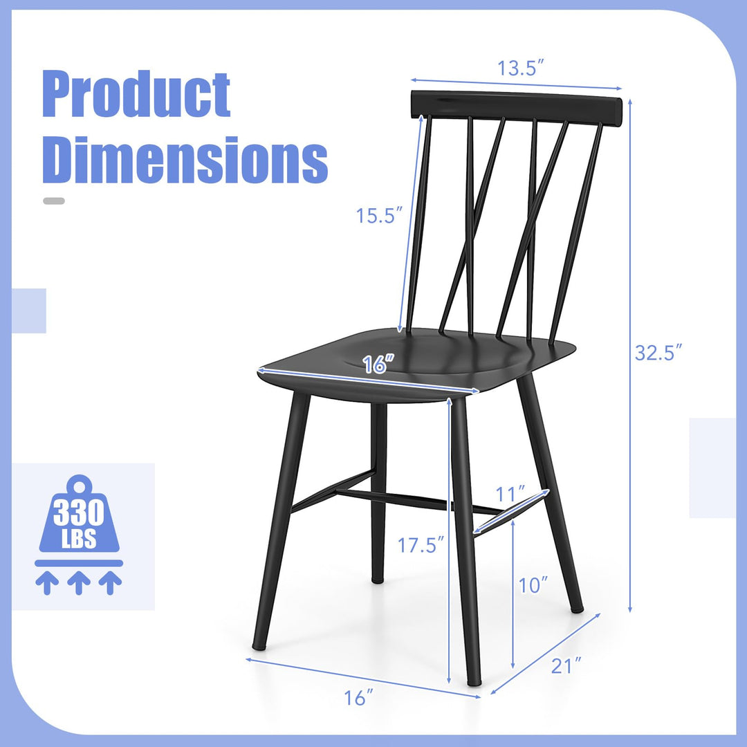 Giantex Metal Dining Chairs Set, Farmhouse Kitchen Chairs w/High Cross Backrest &amp; Curved Seat