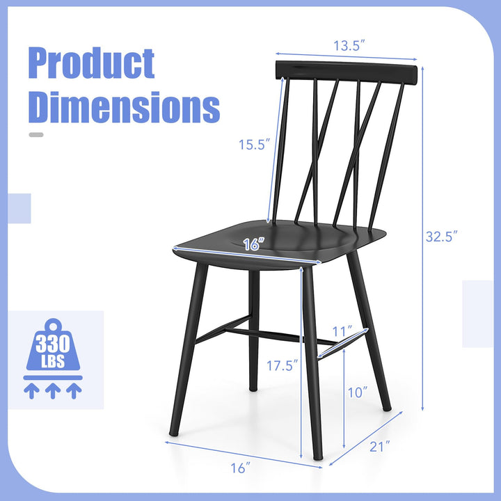 Giantex Metal Dining Chairs Set, Farmhouse Kitchen Chairs w/High Cross Backrest &amp; Curved Seat