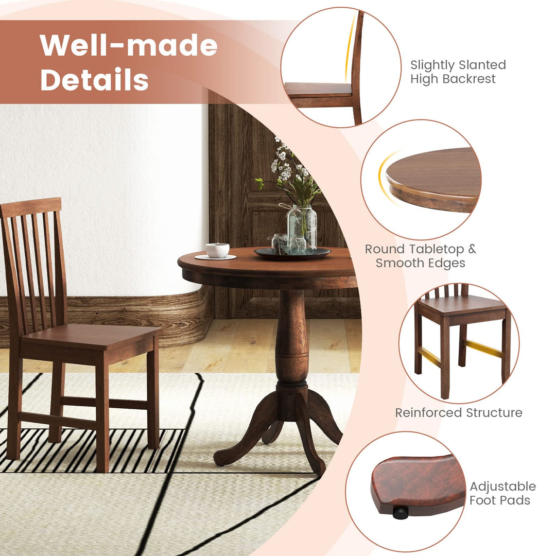 3-Piece Kitchen Table Set, Mid-Century Round Dining Table &amp; Chairs Set for 2, Walnut