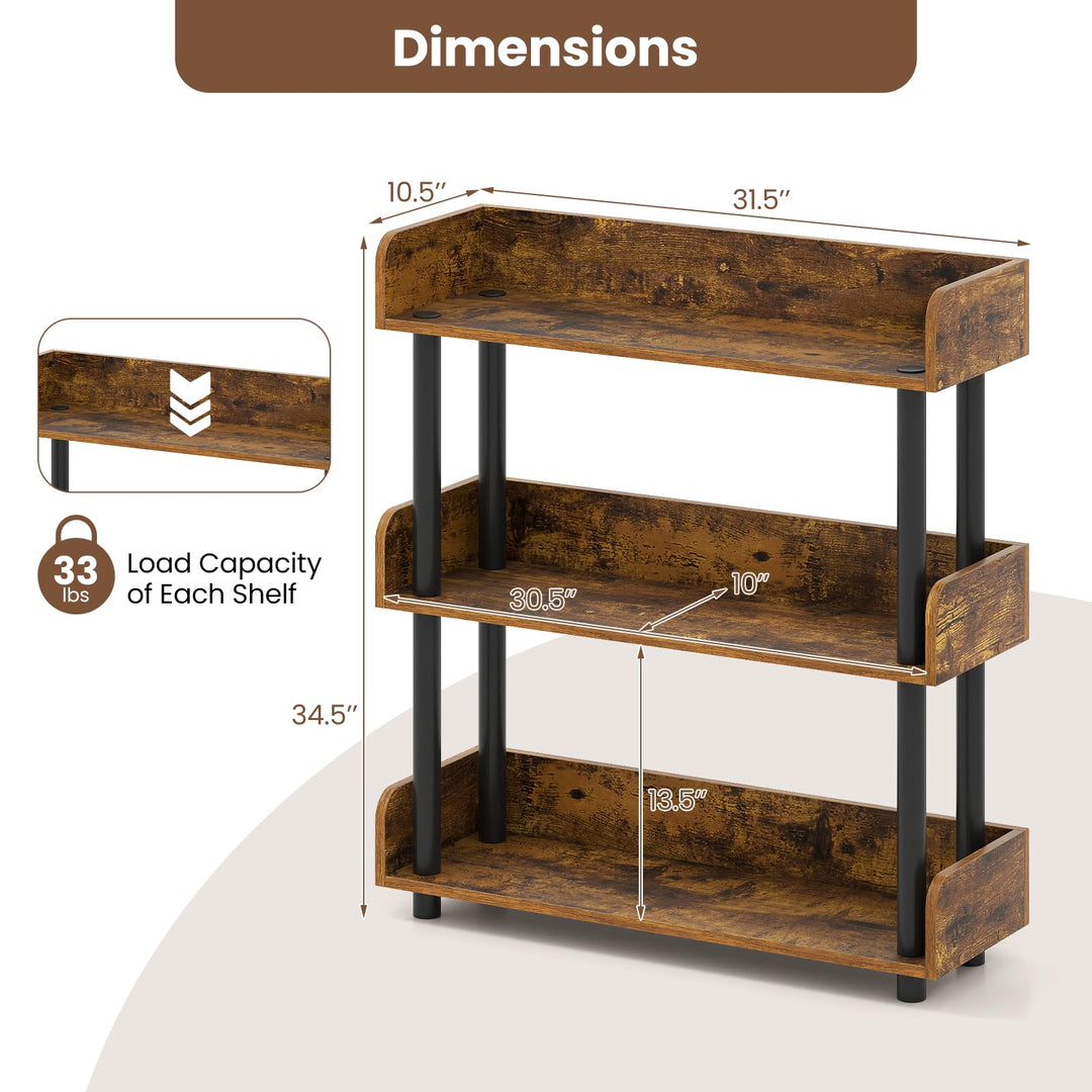 Giantex 3-Tier Bookshelf | 3 Shelf Bookcase for Living Room Bedroom Study