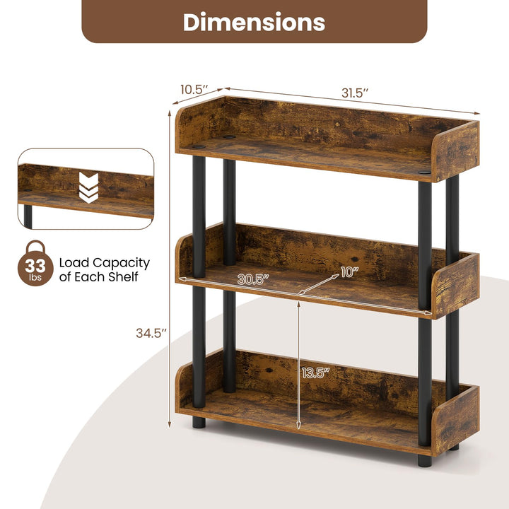 Giantex 3-Tier Bookshelf | 3 Shelf Bookcase for Living Room Bedroom Study