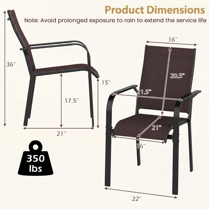 Giantex Patio Chairs Set of 2/4/6 Stackable Outdoor Dining Chairs