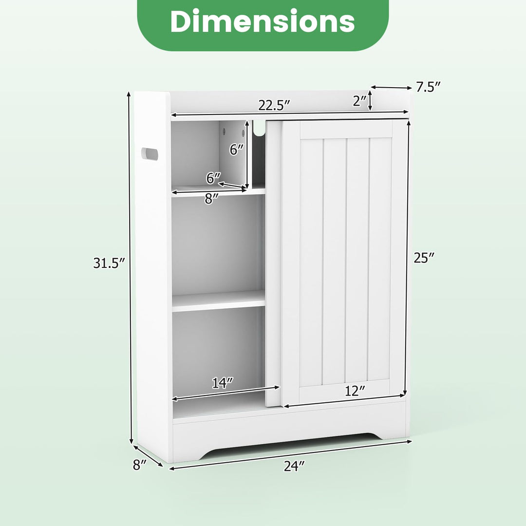 Giantex Bathroom Slim Storage Cabinet w/2 Sliding Doors &amp; Adjustable Shelves