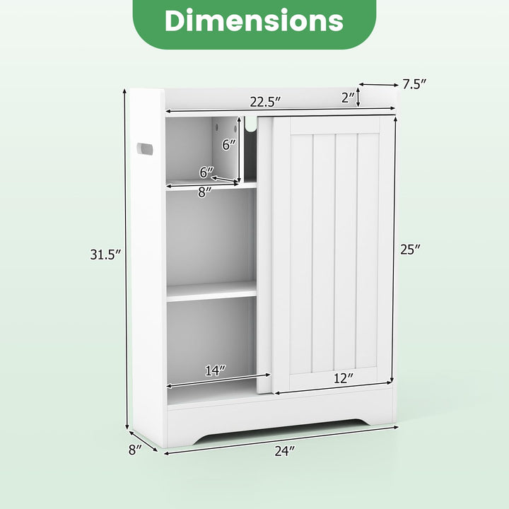 Giantex Bathroom Slim Storage Cabinet w/2 Sliding Doors &amp; Adjustable Shelves