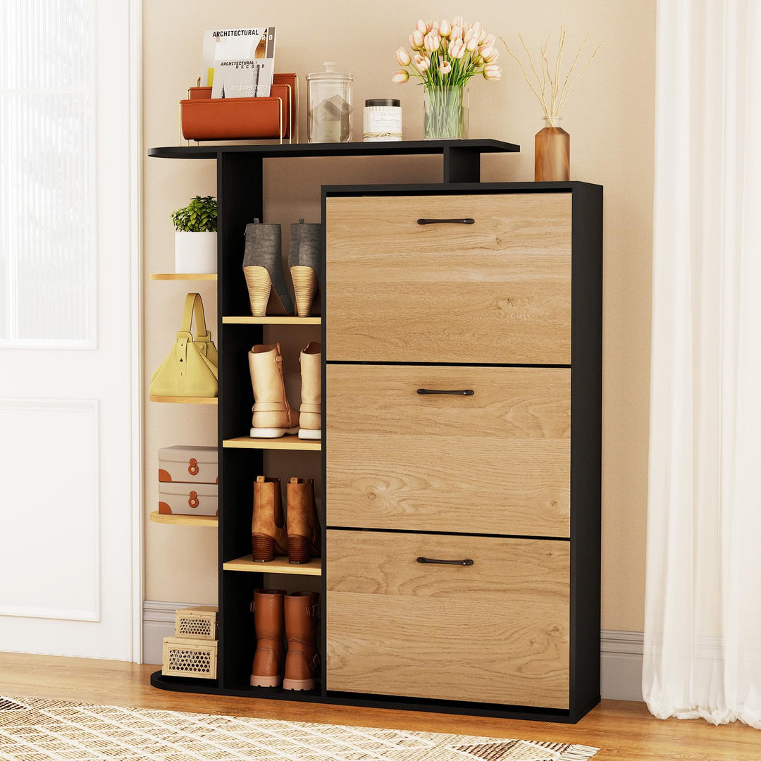 Giantex Shoe Cabinet with 3 Flip Drawers