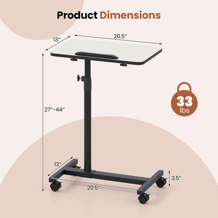 Giantex Overbed Table with Wheels Medical Adjustable Bedside Table