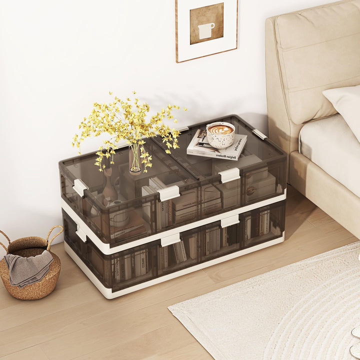Giantex 26.5Gal Under Bed Storage Containers, 2/4 Pack Stackable Rolling Plastic Storage Boxes with Wheels &amp; Lids