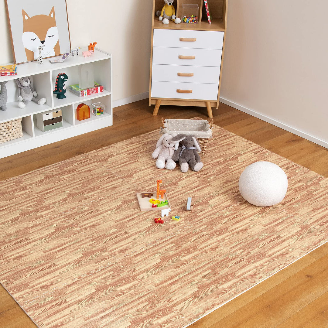 Giantex 100 Sq. Ft Wood Grain Floor Tiles Foam Mat, 25 PCS 24&