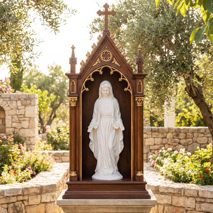 Giantex Virgin Mary Garden Statue 29.5" | Blessed Mother Outdoor Religious Statue with Serpent